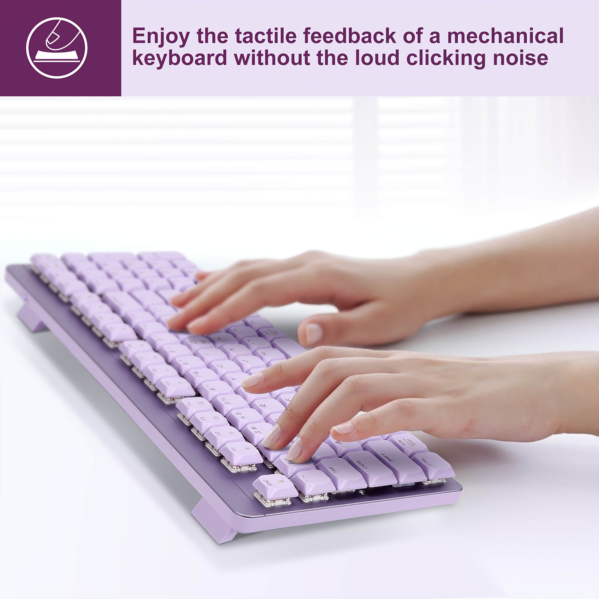 Wireless Mechanical Keyboard And Mouse, 2.4Ghz Cordless Mechanical Keyboard And Silent Mouse, Low-Profile Red Switch, 98-Key Compact Slim 96% Keyboard for Windows/MacOS PC Laptop