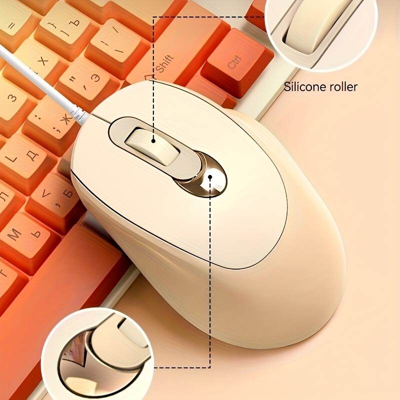 V2 Wired Mouse for Women - Pink USB-Powered Desk Mouse with RGB Lighting, Ergonomic Design & Anti-Slip Rubberized Coating, Compatible with Office Laptops, Gaming & Work, Mouse for Desk, Laptop Accessory, Sleek Appearance, Durable Plastic Body