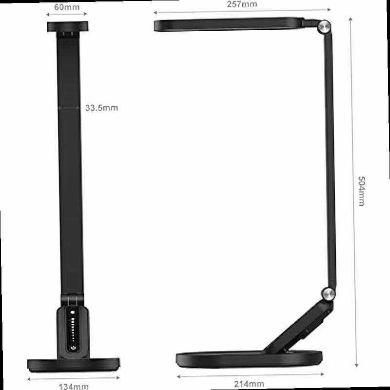 Desk Lamp Eye Caring Table Lamps Natural Light Protects Eyes Dimmable Office Lamp with 5 Color Modes USB Charging Port Touch Control and Memory Function 10W Reading Lamp Black