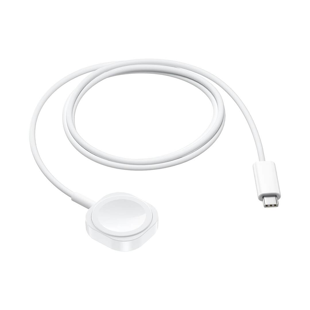 XNOIK Magnetic Wireless Charger for Apple Watch - Fast Charging USB Cable, Compact and Efficient, Compatible with iWatch Series Ultra, SE, 1-10 - Sleek White Portable Design