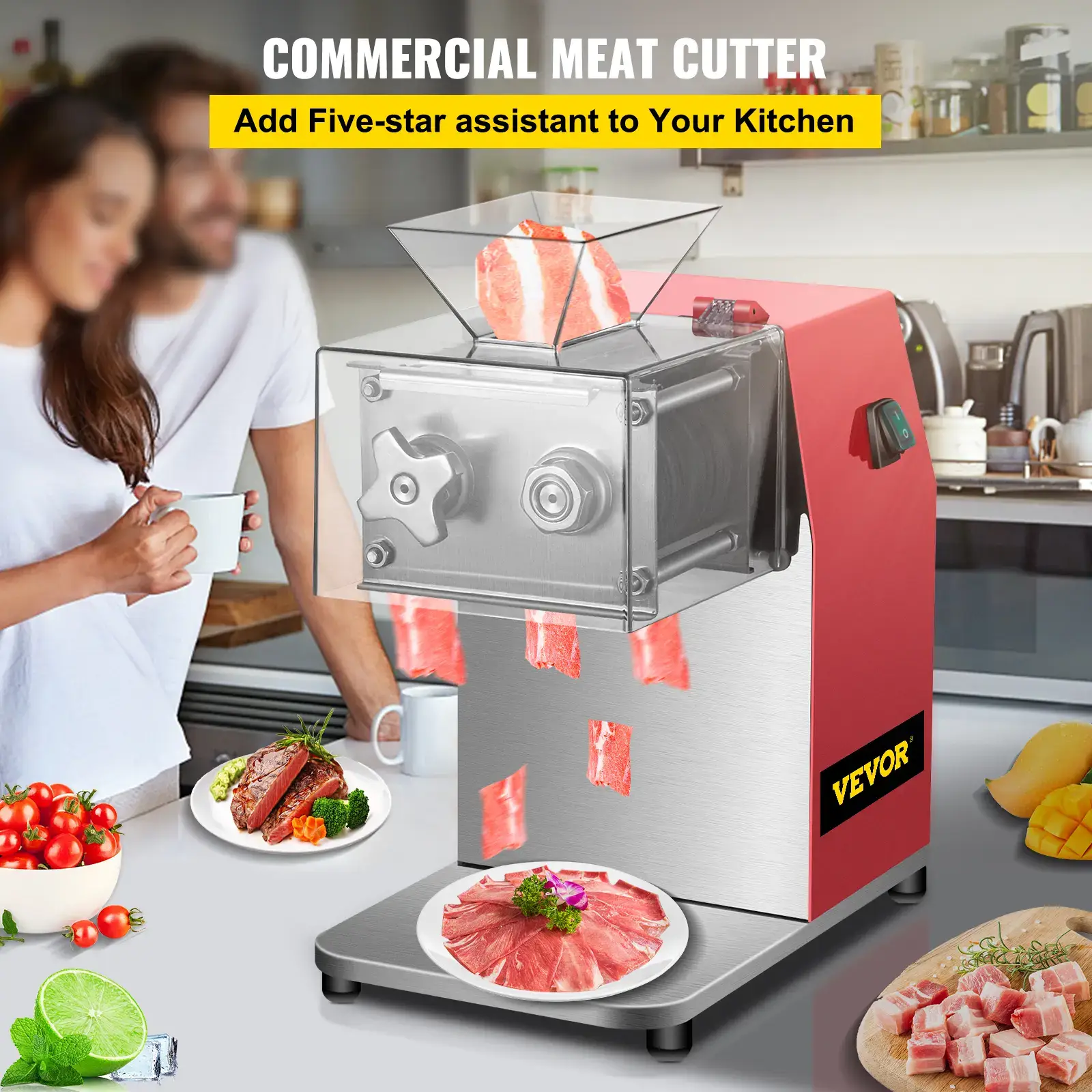 Commercial Meat Cutting Machine, Various specifications, Meat Shredding Machine, Stainless Steel Restaurant Food Cutter, for Kitchen Supermarket Lamb Beef Chicken