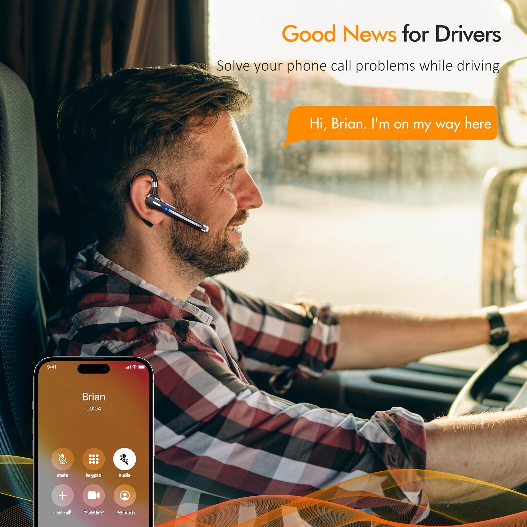 120-Hour Wireless Single-Ear Business Earbud | HD Noise-Cancelling Microphone, 500mAh Battery, Comfortable Fit, Compatible With All Smartphones