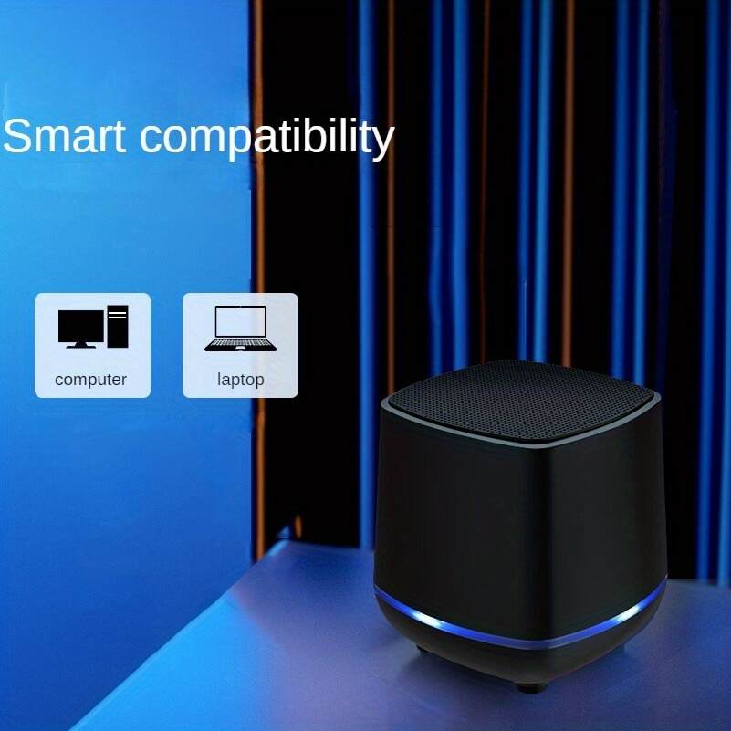 3D Surround Sound Round Speakers For PC - HiFi Stereo Portable Speakers With USB-C & 3.5mm Audio Jack, Vibrant RGB LED Lighting, Sleek Black Design - Ideal For Gaming & Home Theater Setups