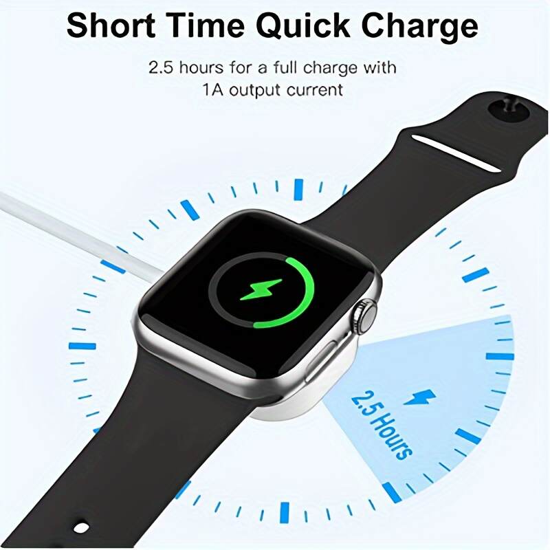 Fast Wireless Charger for Apple Watch - Strong Magnetic Connection, Rapid Fast Charging, Portable Design with USB Cable - Compatible with All Apple Watch Series 9 8 7 6 SE 5 4 3 2 1