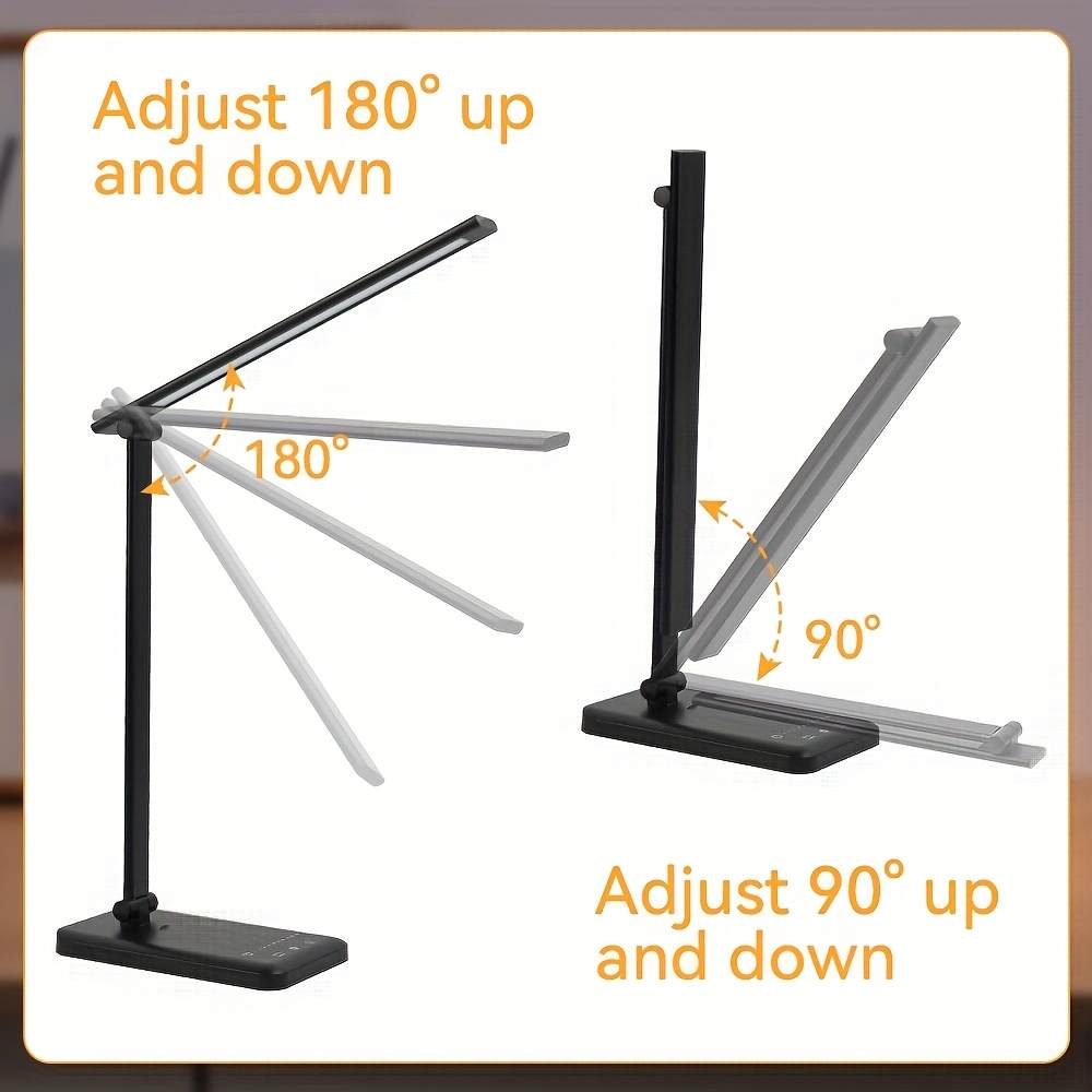 [Timer Desk Lamp] Adjustable Brightness/Color USB Plug-in Study Desk Lamp with 45-Minute Timer