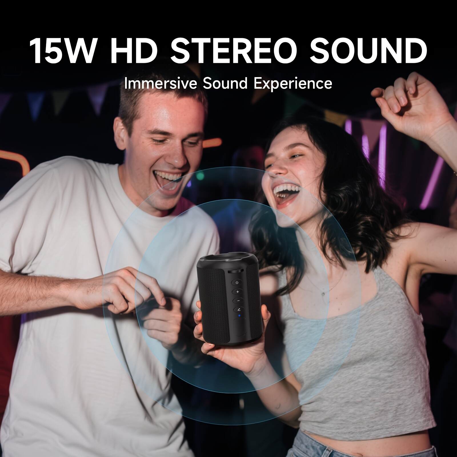 X9S Wireless Speaker Portable Outdoor Sports Speaker, 15W Loud Stereo Portable Wireless Speaker, Deep Bass, Wireless 5.3, RGB Lights, Dual Pairing, 24 Hour Playback Time, Lightweight UsB-C Connectivity, No Quick Charge Required