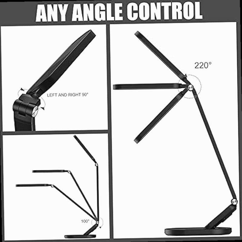 Desk Lamp Eye Caring Table Lamps Natural Light Protects Eyes Dimmable Office Lamp with 5 Color Modes USB Charging Port Touch Control and Memory Function 10W Reading Lamp Black