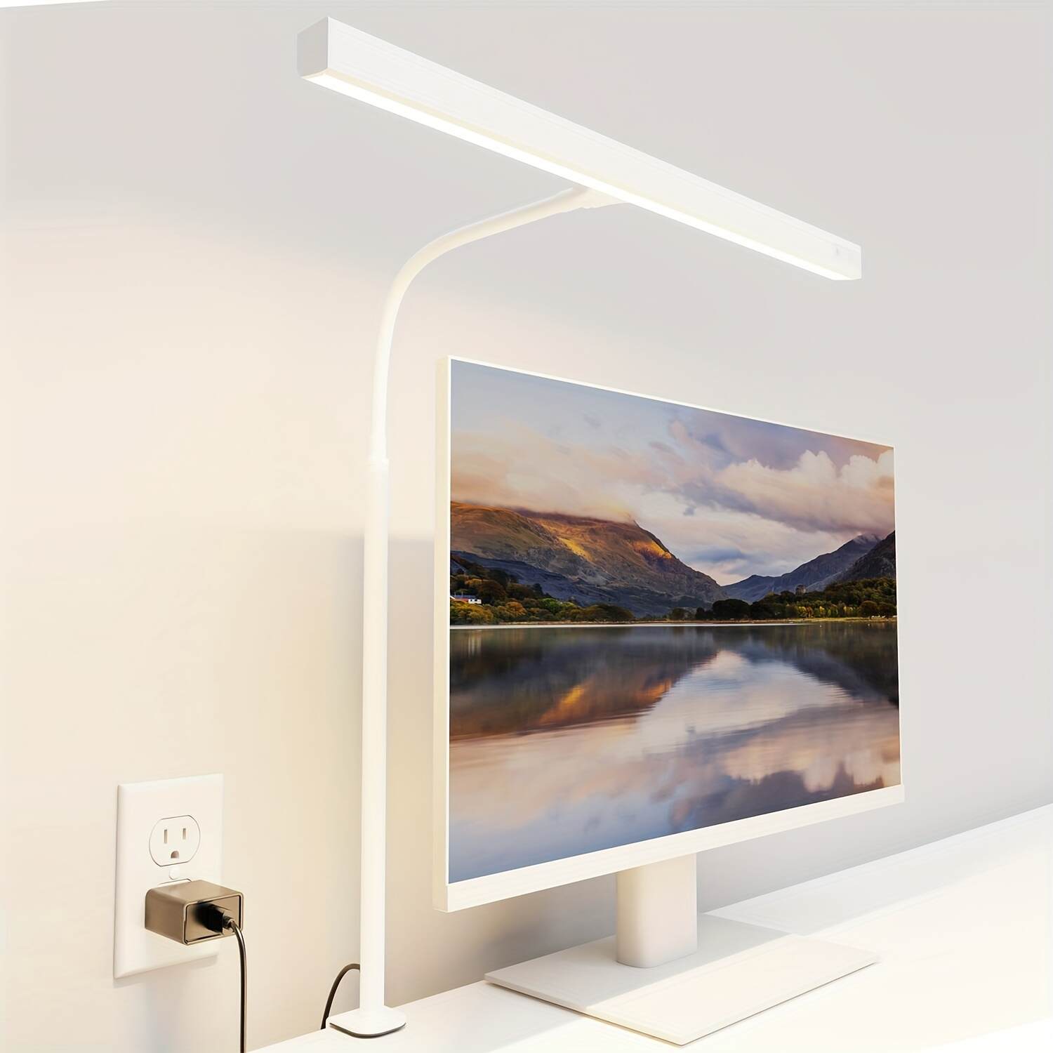 Desk Lamp for Home Office, Eye-Caring Desk Light with Adjustable Gooseneck, 12W Touch Control Dimmable Brightness, Architect Clamp Lamp for Computer Monitor