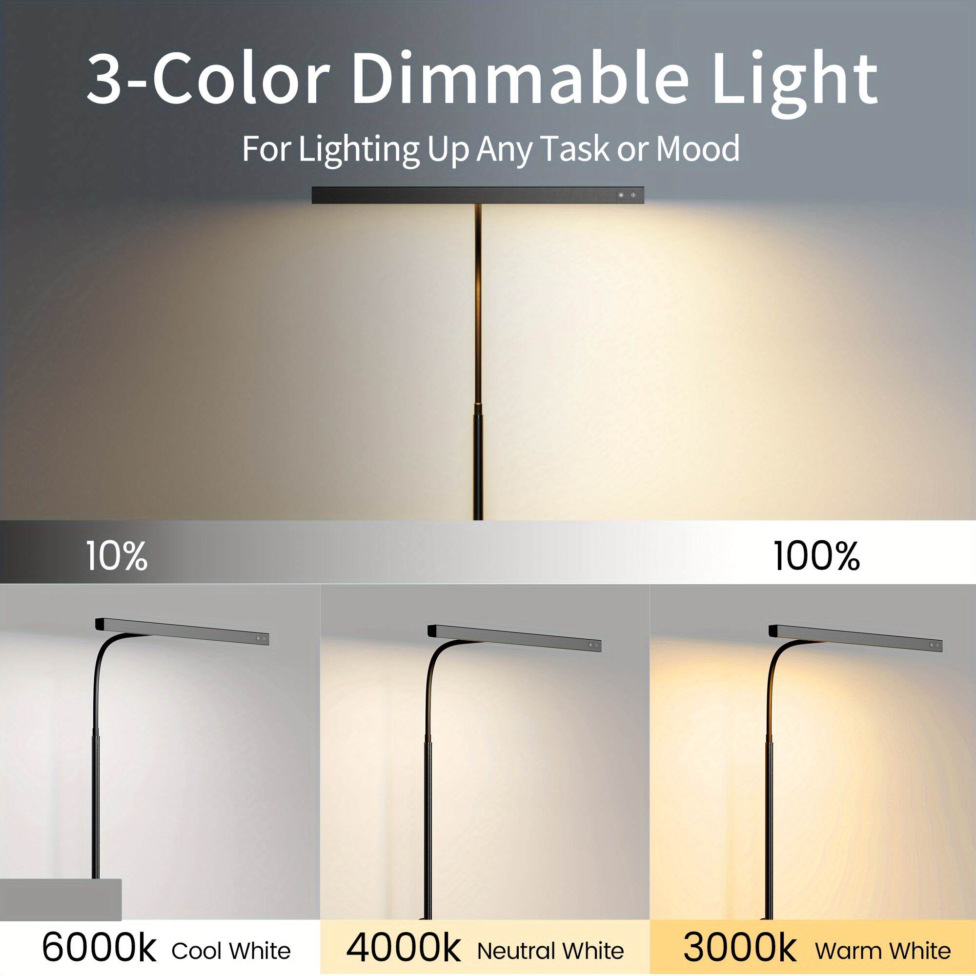 3 Color Modes, Stepless Dimming, Touch Control, USB Clamp Lamp for Reading, Working, Studying