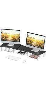 Computer Monitor Stand Riser,Monitor Riser for Laptop, Printer, Notebook and All Flat Screen TV Display with Vented Platform,3 Height Adjustable Laptop Riser,1 Pack,Black(MST003)