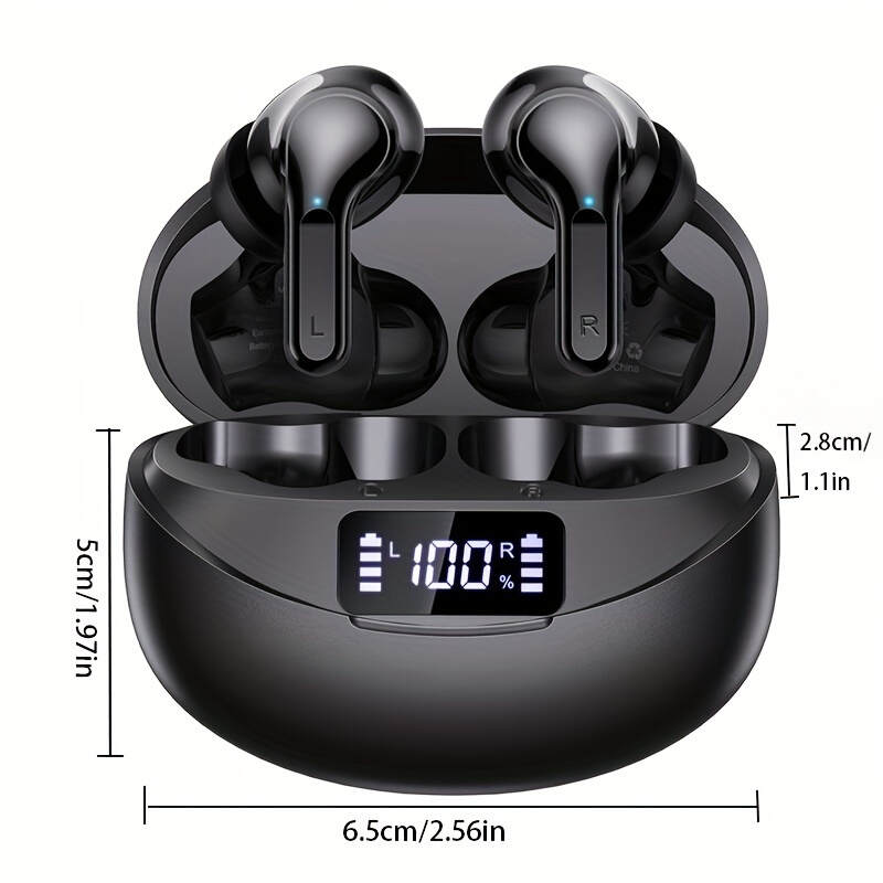 [Noise Cancelling Earbuds] Wireless Noise Cancelling Earbuds, True Wireless Stereo TWS Headphones | Sport Headset, Touch Control, Led Charging Case