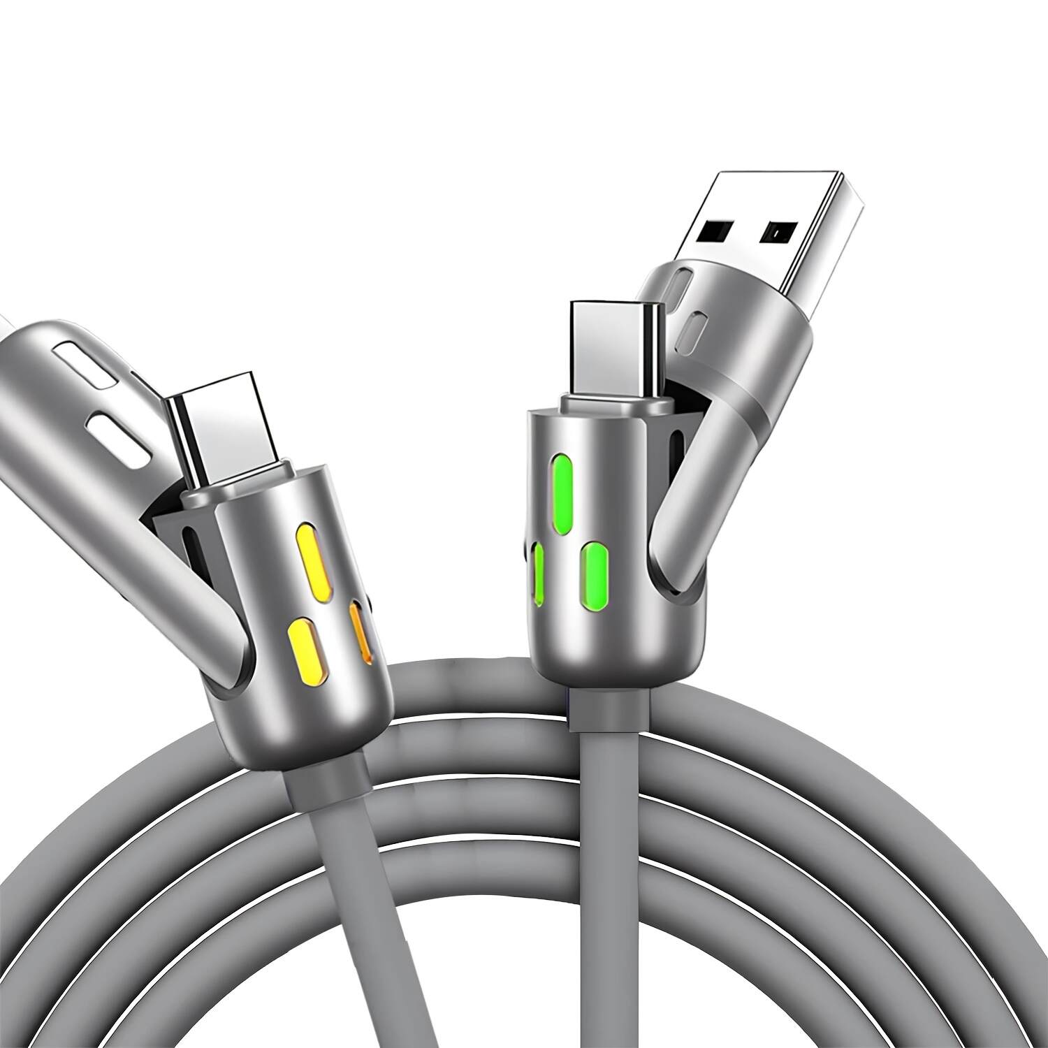 [Fast Charging Cable] 4-in-1 Fast Charging USB Type-C Cable | Full Line Compatibility for iPhone 15/14/13/12, Xiaomi, Samsung, Oneplus - Multi-Color LED Indicator, High-Speed Charging, No Battery, USB Powered, for KADIXI